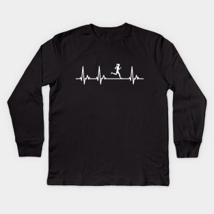 Female Runner My Heart Beats for Running Kids Long Sleeve T-Shirt